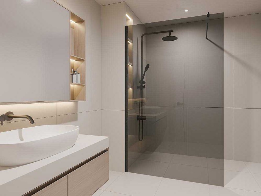 Painel De Duche | Shower & Design Painel De Duche Estilo Italiano Malika - 140X200 Cm - Vidro Cinzento