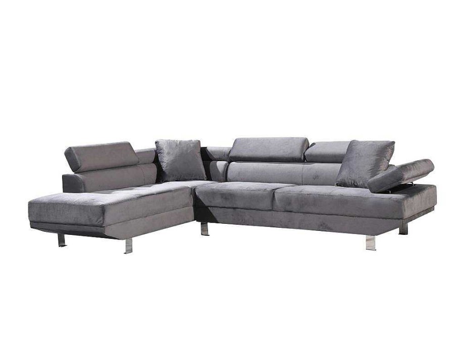 Sofa De Canto | Saldosystocks Sofa De Canto Chaise Longue Executive Cinza 262X190Cm Vista Frontal Lado Esquerdo