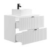 Movel Lavatorio Individual | Vente-unique Movel De Casa De Banho Suspenso Estriado Com Lavatorio De Pousar Branco C80 Cm - Zevini