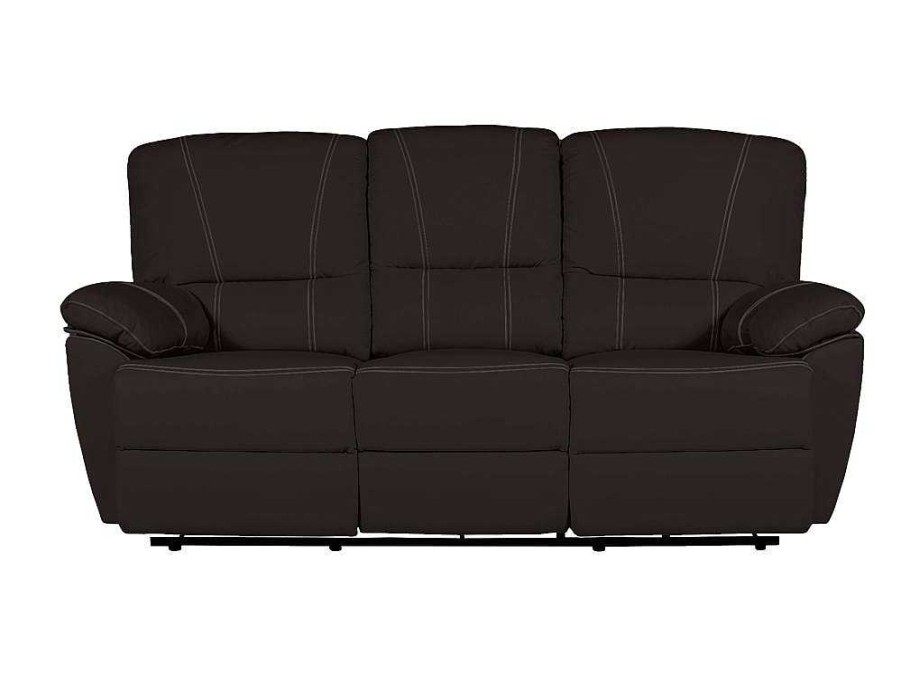 Sofa De Relaxamento Eletrico | Vente-unique Sofa De 3 Lugares Relax Electrico Em Pele Castanho - Marcis