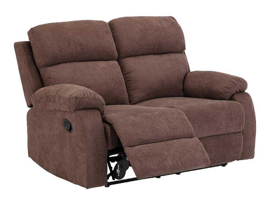 Sofa De Relaxamento Manual | Vente-unique Sofa De 2 Lugares Relax Em Tecido Castanho - Tolzano