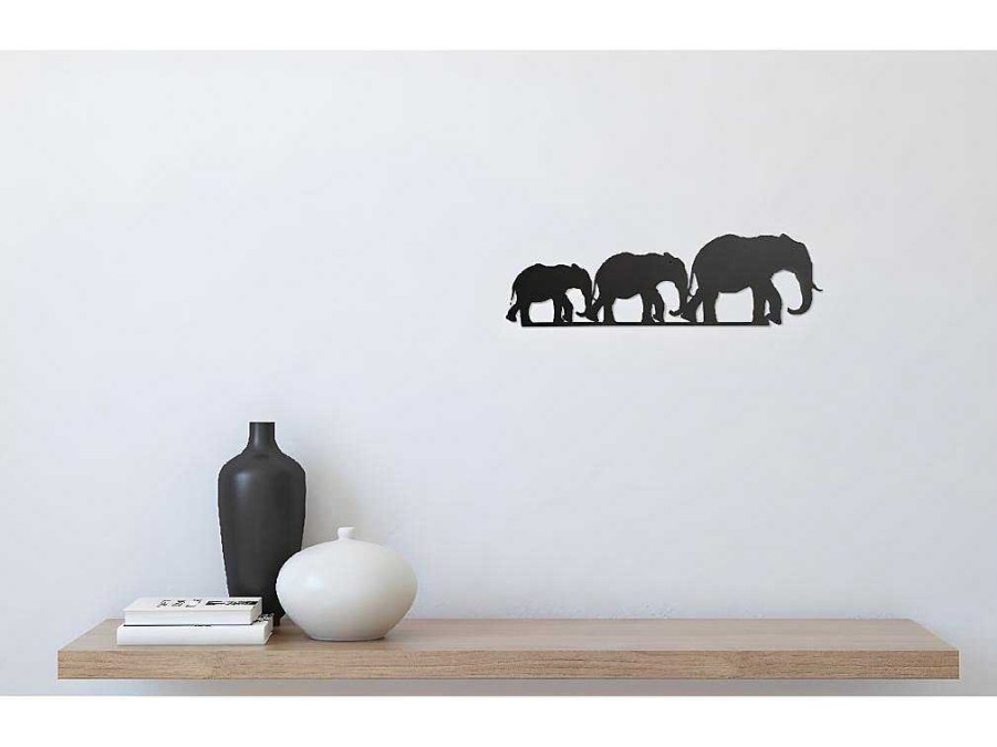 Placa De Parede Decorativa | EPIKASA Decoracao Metalica Elefante 4, Preto, 50X1,5X15 Cm, Epikasa