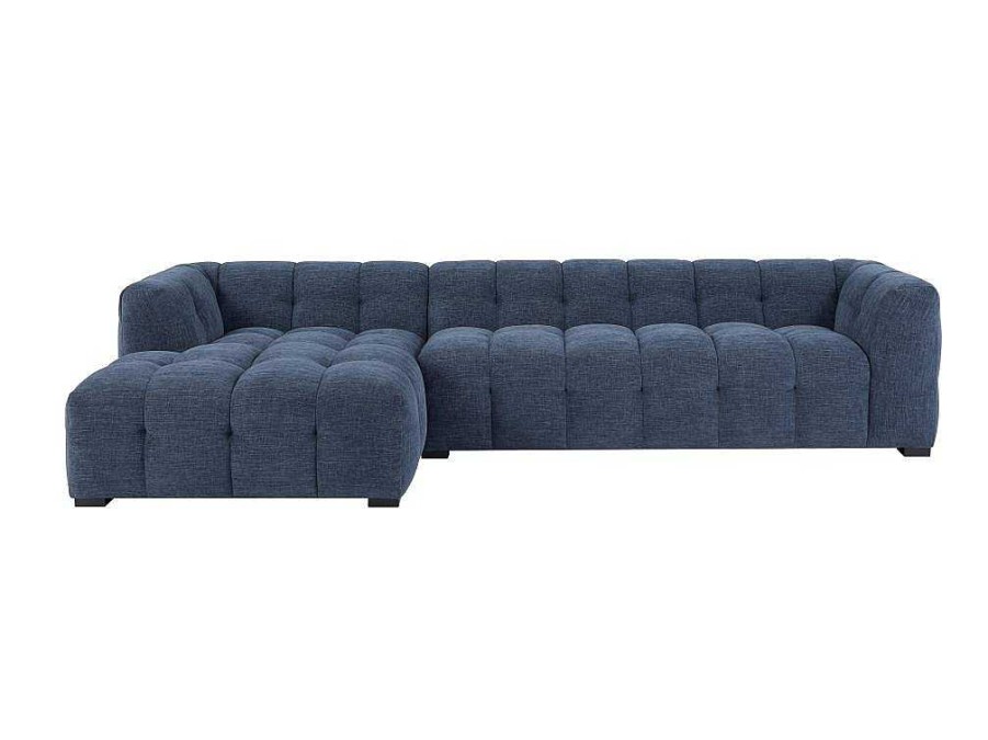 Conjunto Sofa E Poltrona | PASCAL MORABITO Sofa De Canto Esquerdo E Pufe Tecido Matizado Azul - Dilome De Pascal Morabito