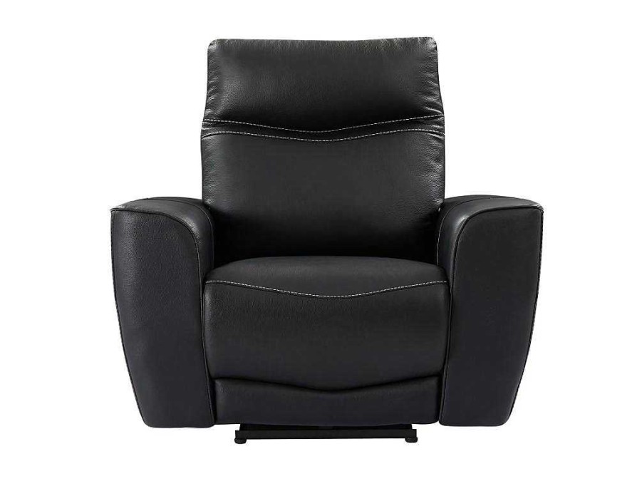 Promocoes Sofas & Poltronas | Vente-unique Poltrona Articulada Eletrica Em Couro Genuino Preto - Damon