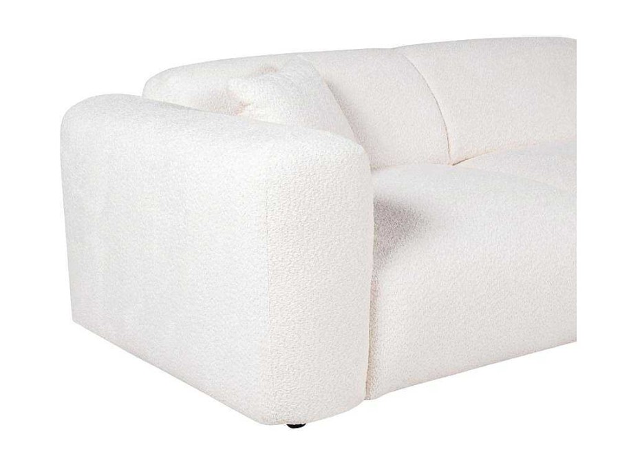 Sofa De Canto | Maison Céphy Grande Sofa De Canto Direito Em Tecido Boucle Branco - Pogni