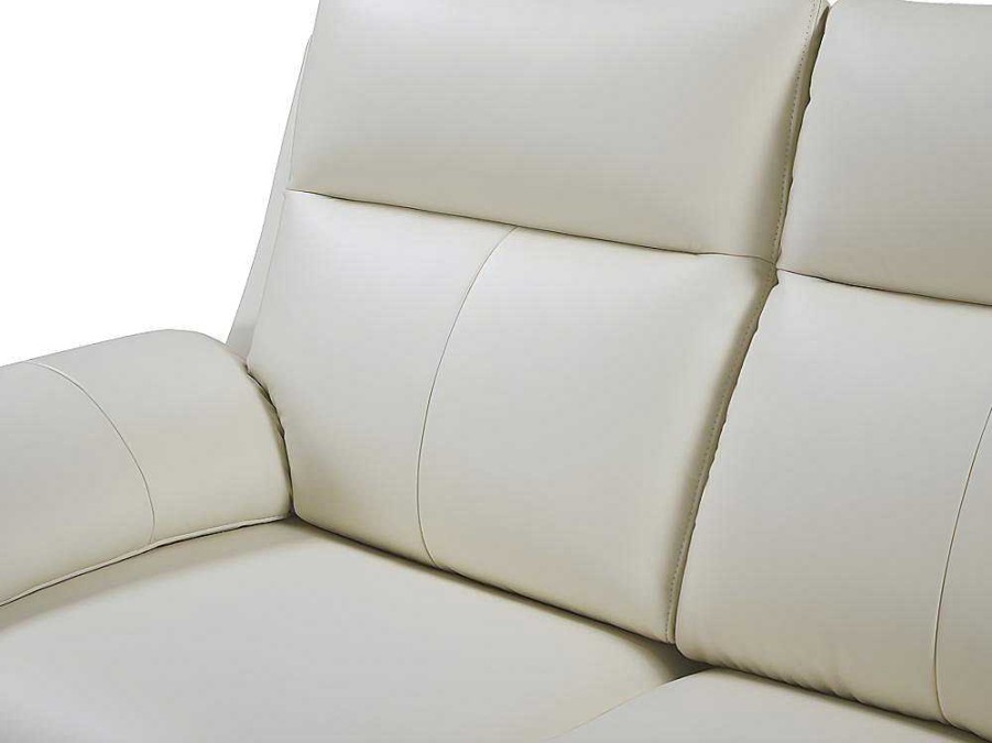 Sofa De Relaxamento Manual | Vente-unique Sofa De 2 Lugares Relax Em Pele De Bufalo Marfim - Pakita