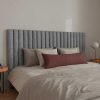 Cabeceira E Ponte De Cama | Vente-unique Cabeceira De Cama Com Costuras Verticais 200 Cm Tecido Cinza - Sarah