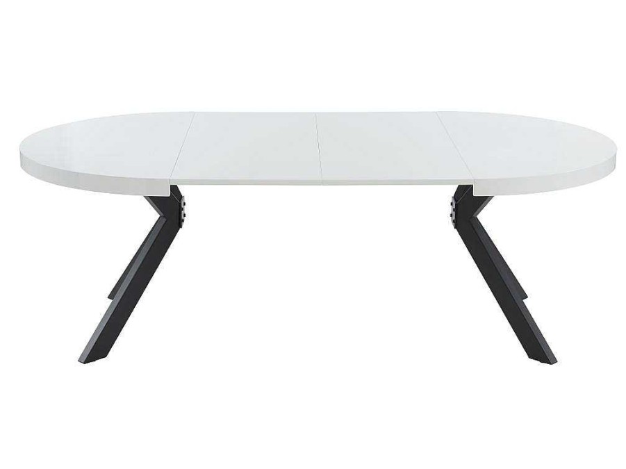 Mesa De Jantar | Vente-unique Mesa De Jantar Extensivel De 4 A 8 Lugares Em Mdf E Aco Lacado A Branco E Preto - Komoni