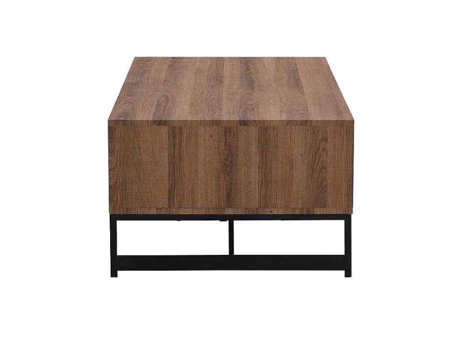 Mesa De Centro | Vente-unique Mesa De Centro Com 2 Gavetas E 2 Nichos Em Mdf Cor Natural E Preto - Caratana