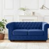 Sofa De 2 Lugares | Vente-unique Sofa De 2 Lugares Em Veludo Cor Azul Real - Chesterfield