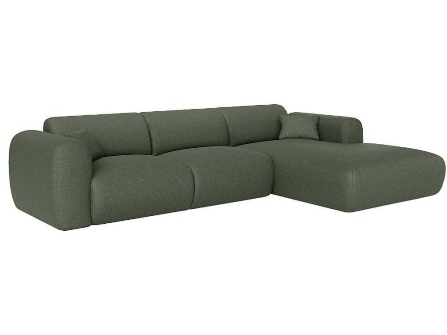 Promocoes Sofas & Poltronas | Maison Céphy Sofa De Canto Direito Grande Em Tecido Matizado Verde - Pogni