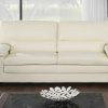 Conjunto Sofa E Poltrona | Vente-unique Sofa De 3 Lugares E Poltrona Em Pele De Bufalo Marfim - Mimas Ii