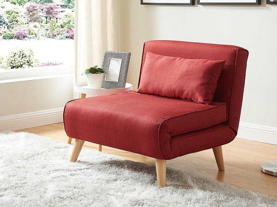 Poltrona Cama | Vente-unique Cadeirao Convertivel Em Tecido Vermelho - Posio