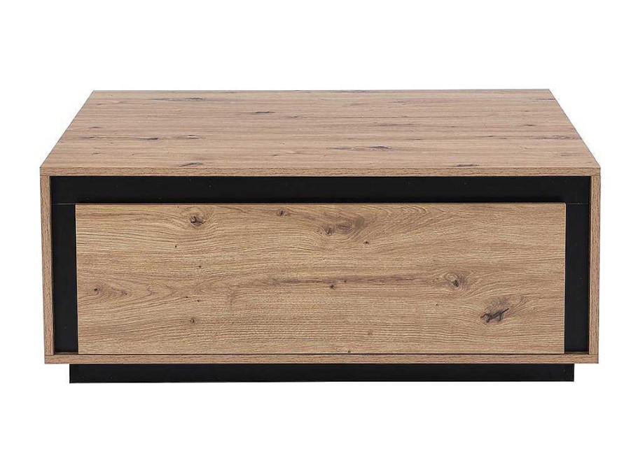 Mesa De Centro | Vente-unique Mesa De Centro 2 Gavetas Em Mdf Cor Natural E Preto - Nalamane