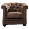 Promocoes Sofas & Poltronas | Vente-unique Poltrona Chesterfield Em Microfibra Com Aspeto De Pele Envelhecida