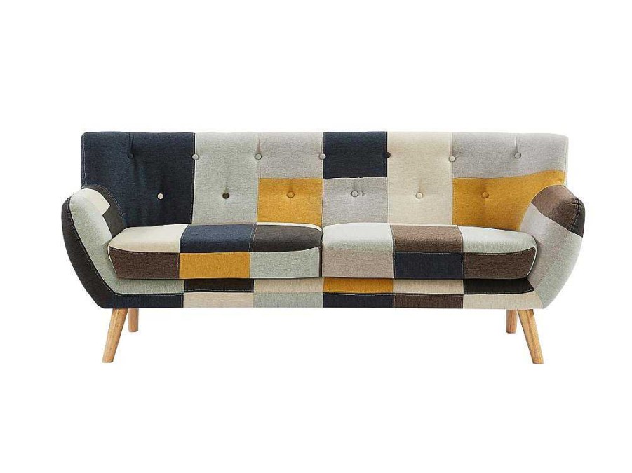 Conjunto De Sofa | Vente-unique Sofa De 3+2 Lugares Em Tecido Patchwork - Serti Ii