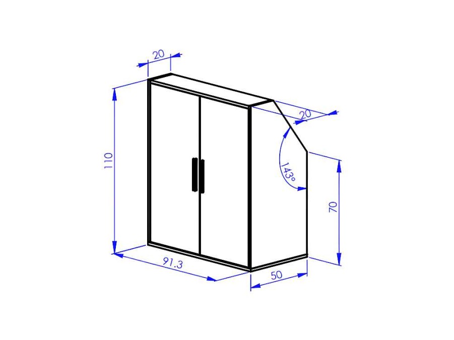 Arrumacao E Acessorios De Quarto | Vente-unique Armario Com Inclinacao 2 Portas Branco E Natural - Adezio