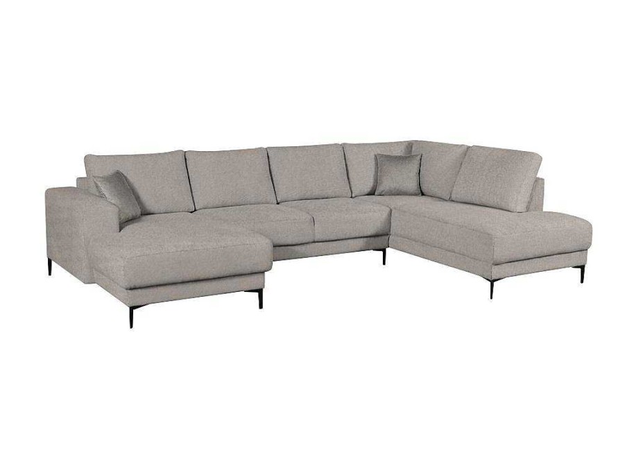 Sofa Panoramico | Vente-unique Sofa De Canto Esquerdo Panoramico Em Tecido Cinzento - Aselio