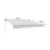 Toldo E Persiana De Exterior | Happy Garden Toldo Saule 3,95 3M Com Semi-Canopy - Tecido Branco/Cinzento Riscado E Estrutura Branca