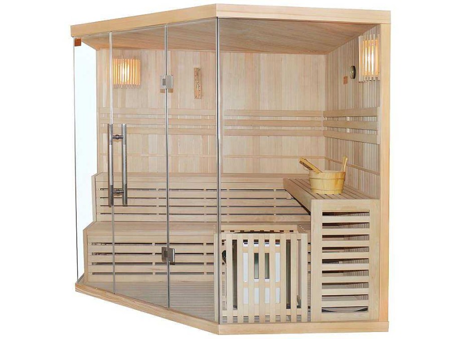 Sauna Classica | VOGUE SAUNA Sauna Tradicional Finlandesa De Canto 4/5 Lugares De Vidro Gama Prestige Imatra - C220*L220*A210 Cm