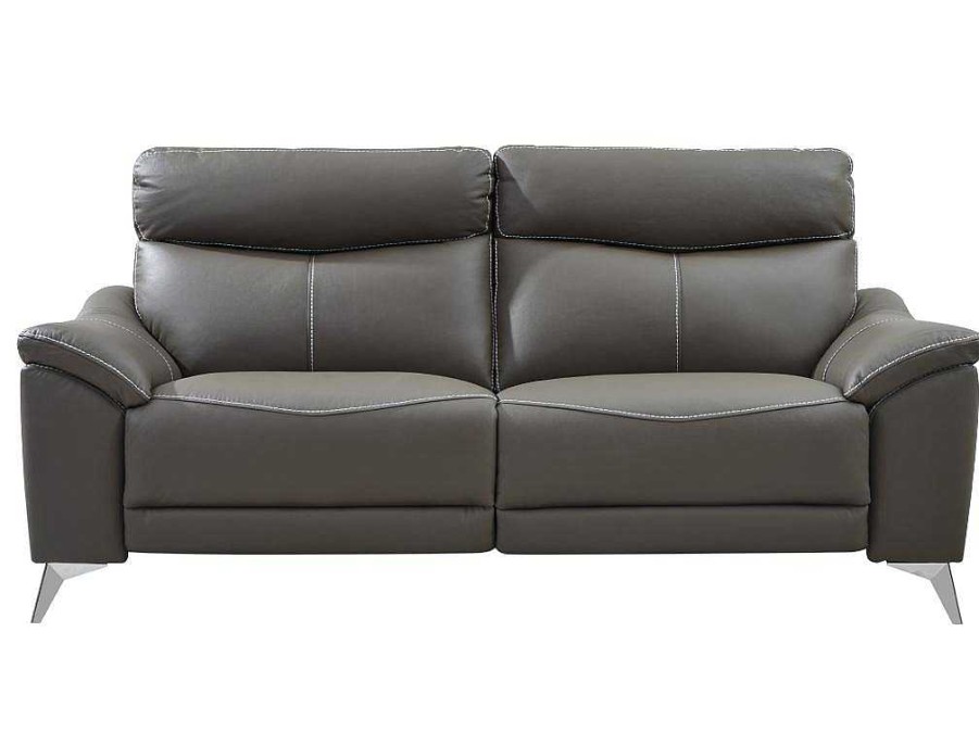 Sofa De Relaxamento Eletrico | Vente-unique Sofa De 3 Lugares Relax Eletrico Em Pele Taupe - Metronomya