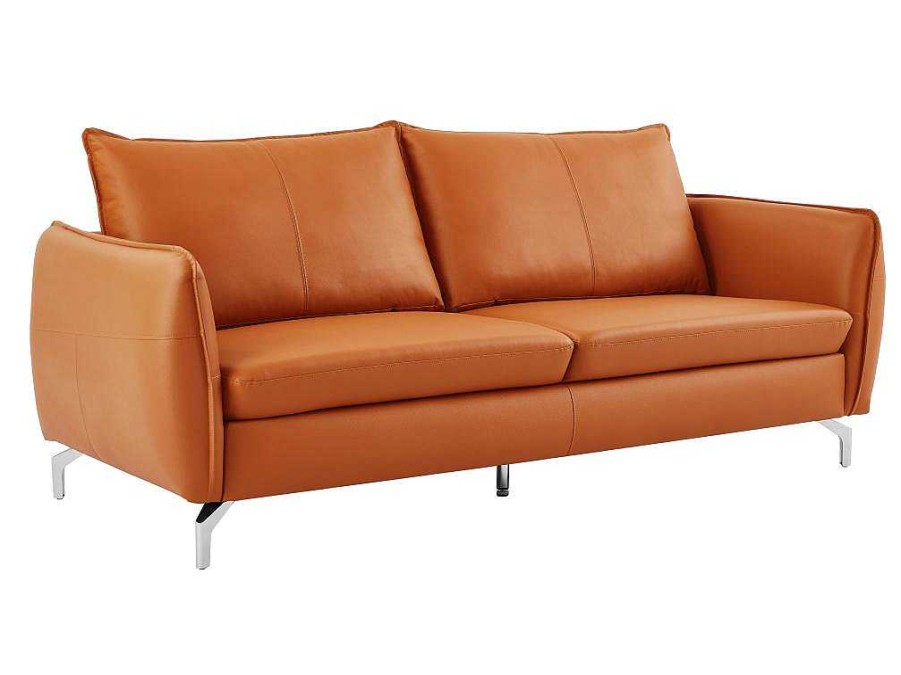 Conjunto De Sofa | Vente-unique Sofas De 3+2 Lugares Em Pele Camelo - Ladoga