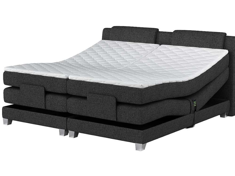 Cama Articulada | Palacio Conjunto Boxspring Cabeceira De Cama + Sommier De Relaxamento Eletrico + Colchao + Sobrecolchao Castel Da Palacio - 2X80X200 Cm - Tecido Antracite