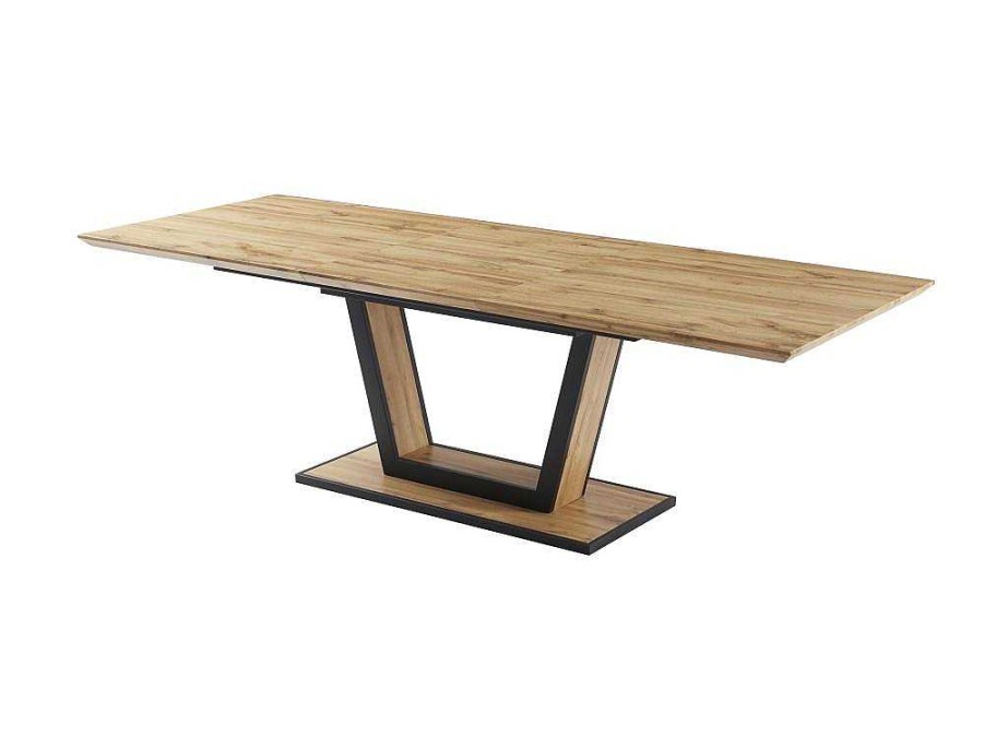 Mesa De Jantar | Vente-unique Mesa De Jantar Extensivel 6 A 10 Lugares Em Mdf E Metal Natural E Preto - Viteno