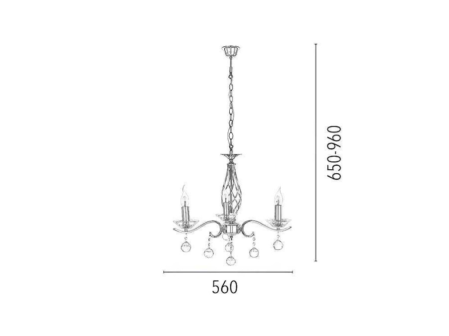 Candeeiro Suspenso | EPIKASA Lampada De Suspensao Nostra, Cromio, 23X29X16 Cm, Epikasa