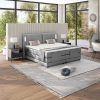 Cama De Adulto | Palacio Conjunto Boxspring Cabeceira De Cama Com Leds + Sommier Articulado Eletrico + Colchao + Sobrecolchao 2 X 90 X 200 Cm Tecido Cinzento - Astemi Da Palacio