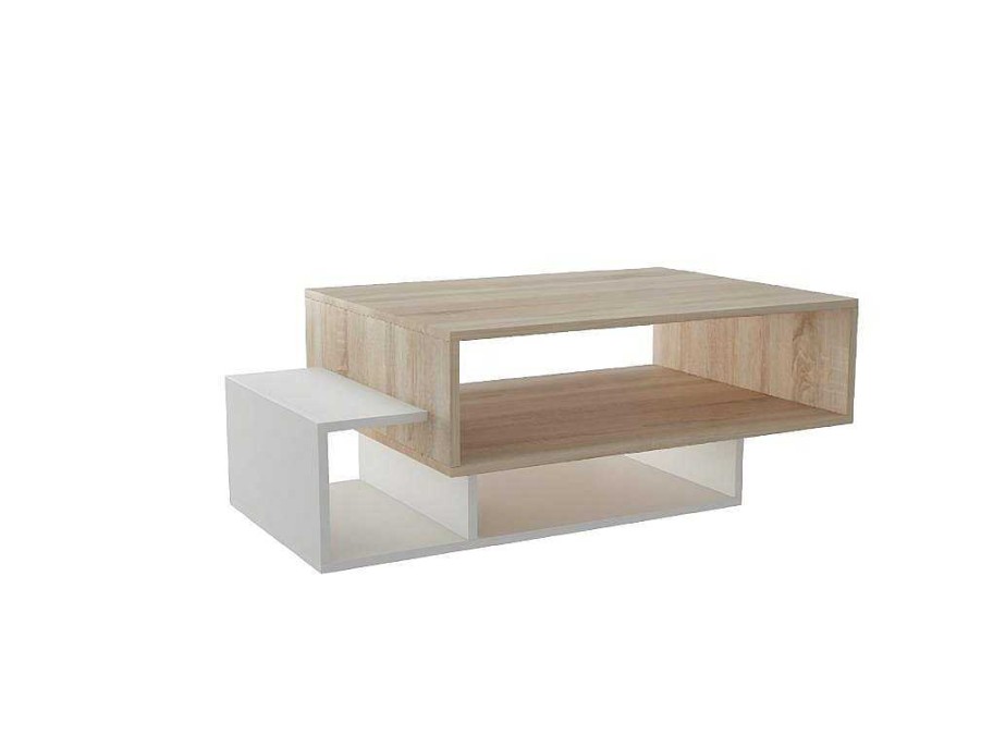 Mesa De Centro | EPIKASA Mesa De Cafe Elisa, Branco, Sonoma, 100X60X35 Cm, Epikasa