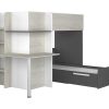 Beliche | Vente-unique Beliche 2 X 90 X 190 Cm Com Secretaria Cinzento, Branco E Preto + Colchao - Samuel