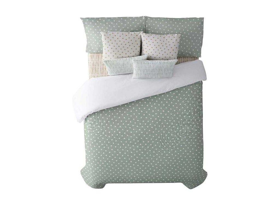 Roupa De Cama | Purline Housse De Couette 100% Coton 1 Piece Vert A Pois Blancs 140X240