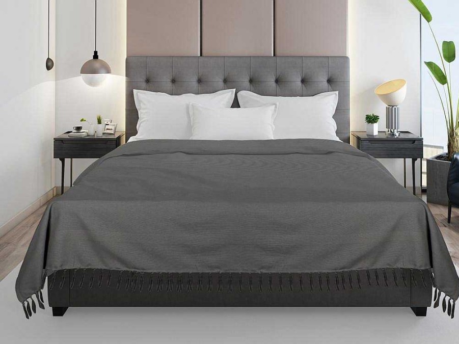 Roupa De Cama | OZAIA Colcha Com Franjas Em Algodao 230 X 250 Cm Cinza - Segna