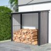 Abrigos De Jardim | EXPERTLAND Abrigo Para Lenha Metal Aco Galvanizado Efeito Madeira 1,98 M3, 2 Esteres, C182 X L89 X A156 Cm - Birwood