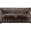 Conjunto De Sofa | Vente-unique Sofa De 3+2 Lugares 100% Couro Envelhecido Estilo Chesterfield - Clotaire