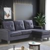 Sofa | Saldosystocks Sofa + Pufe Conversivel Em Chaise Longue 184X131 Cm 3 Lugares Cor Preta