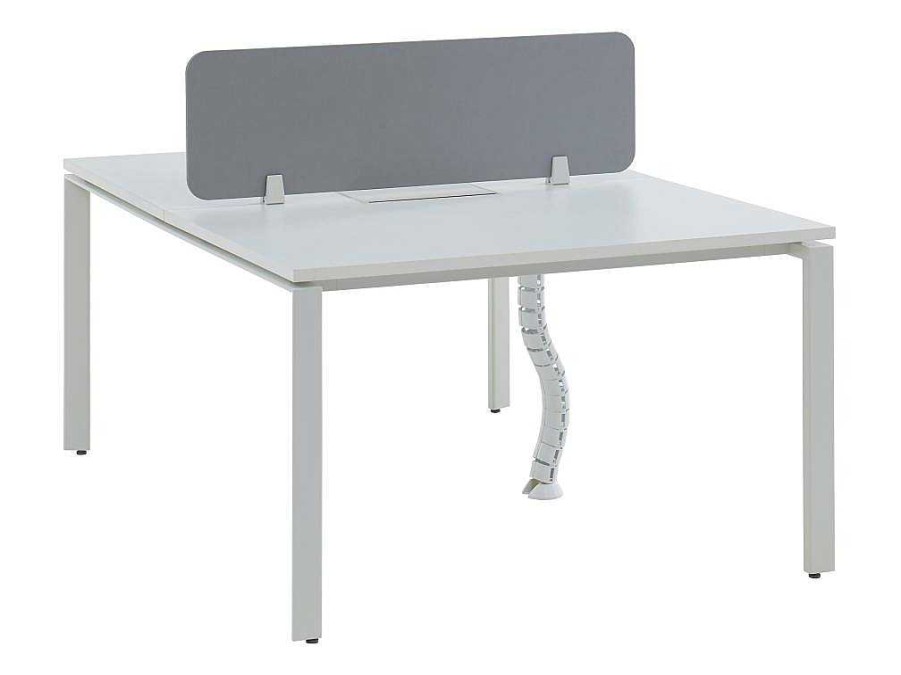 Mobiliario De Escritorio | Workēa Mesa De Escritorio 2 Pessoas Branco C120 Cm, Com Separador - Downtown