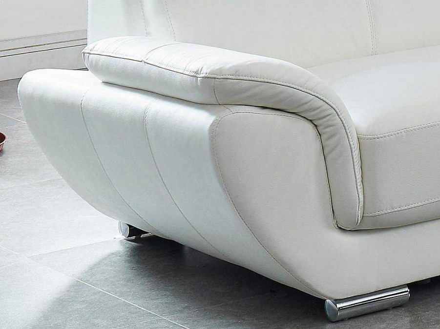 Sofa Em Pele | LINEA SOFA Sofa De Canto De Pele Branco - Canto Direito - Nahia