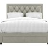 Cama Em Veludo | Vente-unique Cama Com Gavetas - Veludo Champanhe - 140X190 Cm - Leopold