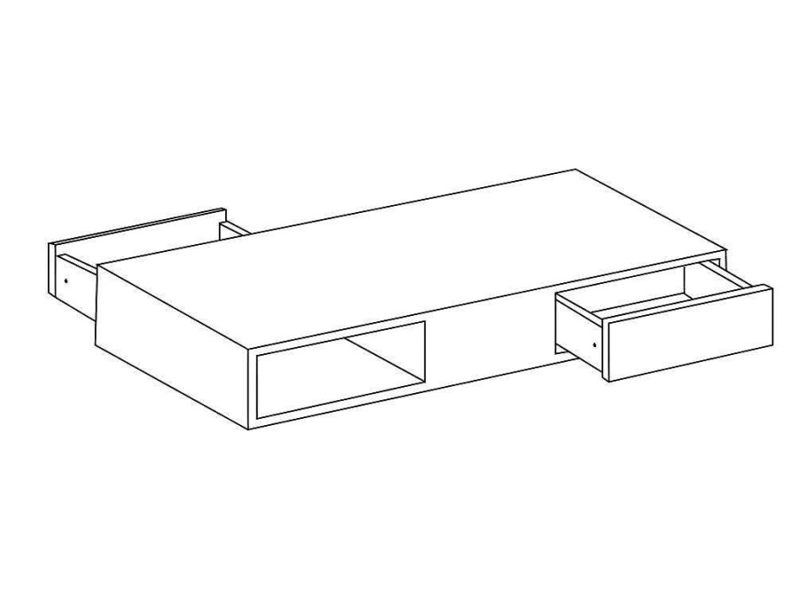 Mesa De Centro | Vente-unique Mesa De Centro Com Tampo Giratorio, 2 Gavetas E 2 Nichos Mdf Lacado A Branco - Ilya