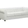 Sofa Em Pele Sintetica | Vente-unique Sofa De 3 Lugares Em Pele Sintetica Branco - Chesterfield