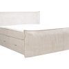 Cama Boxspring, Cama Continental | Palacio Conjunto Boxspring Cabeceira De Cama + Sommiers Com Espaco De Arrumacao + Colchao + Sobrecolchao 2 X 80 X 200 Cm Veludo Canelado Marfim - Rhoda Da Palacio