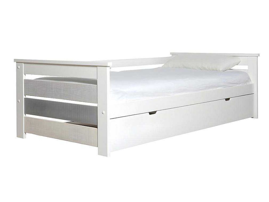 Cama Dupla | Vente-unique Cama Dupla Banco 2X90X190 Cm Mdf Branco + Colchoes - Celiane