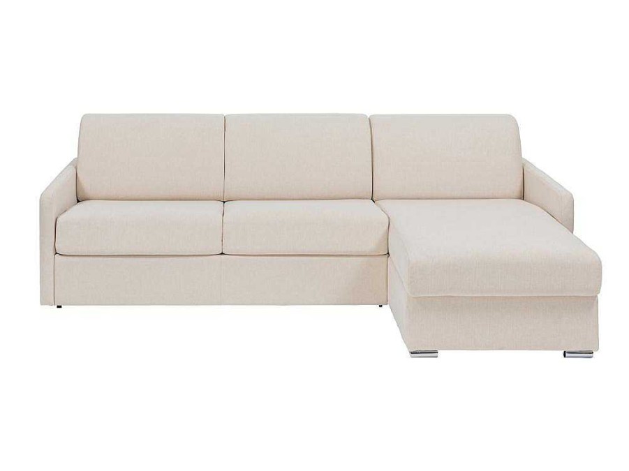 Sofa Cama De Abertura Rapida | Vente-unique Sofa De Canto Convertivel Abertura Rapida E Reversivel Tecido Bege, Cama 140 Cm E Colchao 14 Cm - Calife