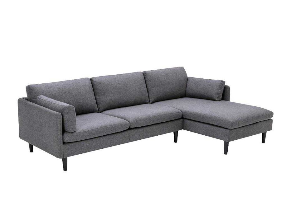 Sofa De 4 Lugares | Vente-unique Sofa De Canto Reversivel Em Tecido Cor Cinza - Makao