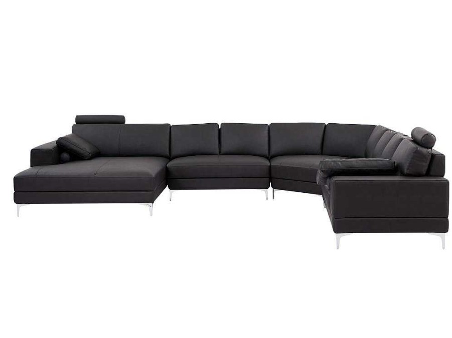 Sofa Panoramico | LINEA SOFA Sofa De Canto Panoramico 7 Lugares Pele De Qualidade Superior Castanho - Canto Esquerdo - Donatello Ii