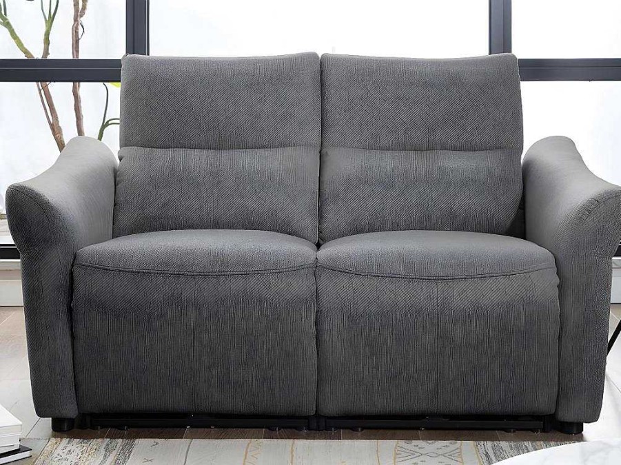 Sofa De Relaxamento Eletrico | Vente-unique Sofa De 2 Lugares Articulado Eletrico Em Tecido Cor Cinza - Ragnar