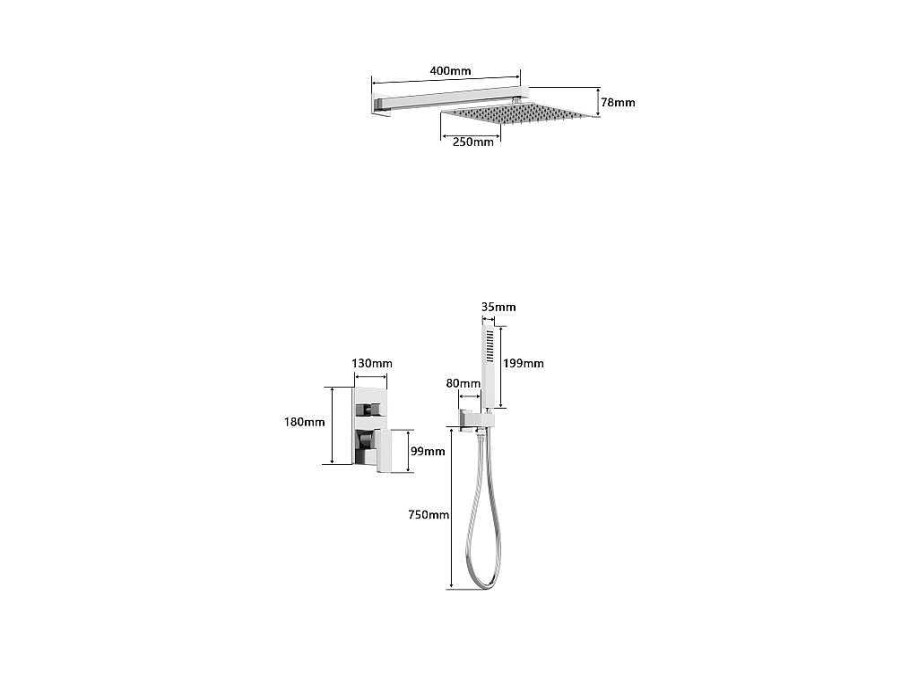 Coluna De Duche | Shower & Design Conjunto De Duche Encastravel Com Torneira Misturadora Mecanica Dourado Acabamento Acetinado - Tocantis