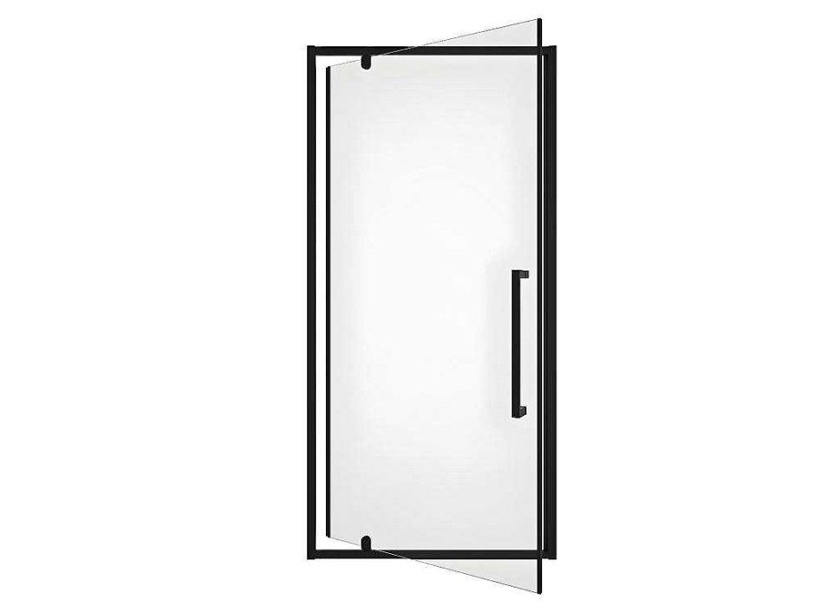 Painel De Duche | Shower & Design Porta De Duche Giratoria Em Metal Preto Mate De Estilo Industrial 90 X 195 Cm - Tamri